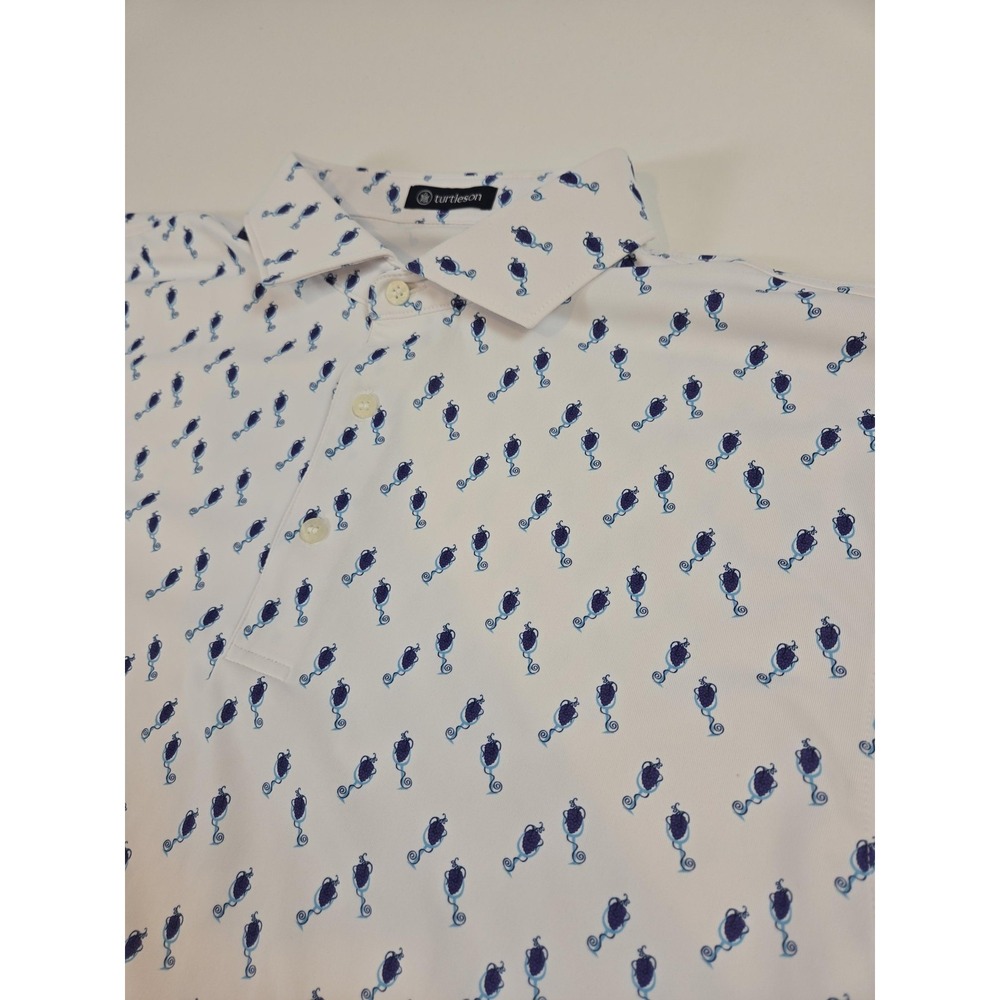Turtleson Polo Shirt Men's Large White Grapes Print Golf Performance Stretch AOP - Picture 2 of 9